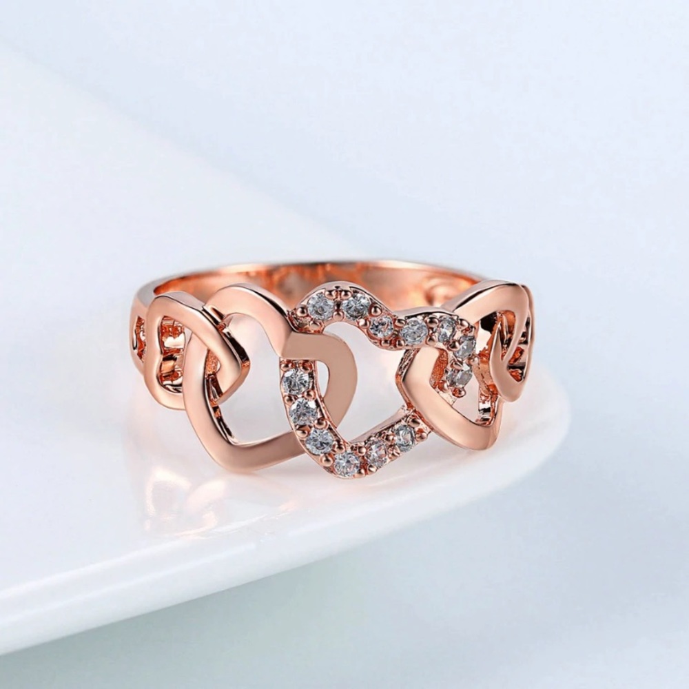 💝Love Hearts CZ 18K Rose Gold Plated  Ring